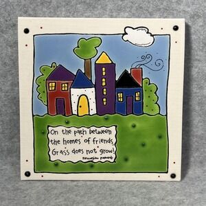 happytalk Hand Painted Ceramic Art Tile Wall Plaque Norwegian Proverb Home Decor